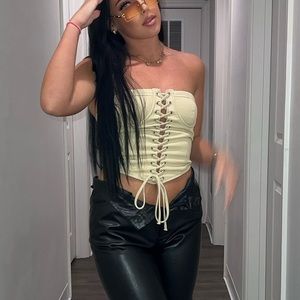 Tube Top worn once! Lace up, Tan Small!